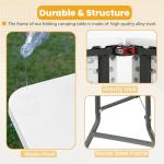 FDW 6FT Folding Table, Portable Fold-in-Half Plastic Picnic Party Table with Carrying Handle （White, 6FT）