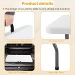 FDW 6FT Folding Table, Portable Fold-in-Half Plastic Picnic Party Table with Carrying Handle （White, 6FT）