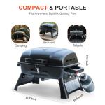 BrandMan Portable Propane Gas Grill, 1-Burner Tabletop Compact BBQ Grill with Folding Legs and Lockable Lid for Camping, Tailgating & Outdoor Cooking, Hassle-Free Setup