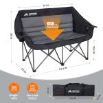 Huskfirm Heated Double Camping Chair, Heated Camping Chair with 3 Adjustable Temperatures and 4 Heating Zones,Portable Heated Chairs Outdoor Sports Support 650lbs（Battery Not Included）