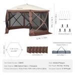 VEVOR Pop Up Gazebo Screen Tent 6 Sided Canopy Sun Shelter with 6 Removable Privacy Wind Cloths & Mesh Windows, 11.5x11.5FT Quick Set Screen Tent with Mosquito Netting, Brown
