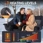 Huskfirm Heated Double Camping Chair, Heated Camping Chair with 3 Adjustable Temperatures and 4 Heating Zones,Portable Heated Chairs Outdoor Sports Support 650lbs（Battery Not Included）