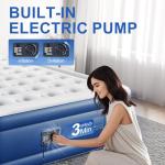 TANSTRIDER Queen Air Mattress with Built in Pump,18" Raised Blow up Air Bed,3 Mins Quick Self-Inflation/Deflation, Inflatable Mattress for Camping/Home/Guests/Travel (Navy)