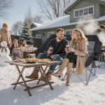 Huskfirm Heated Double Camping Chair, Heated Camping Chair with 3 Adjustable Temperatures and 4 Heating Zones,Portable Heated Chairs Outdoor Sports Support 650lbs（Battery Not Included）