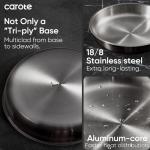 CAROTE Pots and Pans Set, Stainless Steel Cookware Set Detachable Handle, 9pcs Induction Kitchen Cookware Sets with Removable Handle, RV Cookware Set, Oven Safe