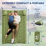 Pretyw Double Sleeping Pad for Camping - Ultralight Camping Mattress with Pillow, Built-in Foot Pump, Compact Inflatable 2-Person Portable Mat for Backpacking, Hiking, Car Traveling, Beach, Tent