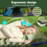 Pretyw Double Sleeping Pad for Camping - Ultralight Camping Mattress with Pillow, Built-in Foot Pump, Compact Inflatable 2-Person Portable Mat for Backpacking, Hiking, Car Traveling, Beach, Tent