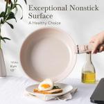 USELUCK 21 Pcs Ceramic kitchen Cookware Set,Nonstick Pots and Pans with Removable Handles Stackable Camping Cookware Dishwasher&Oven Safe Frying Pan,Taupe