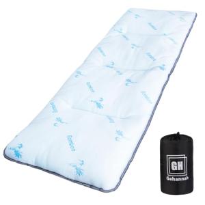 Gehannah Thick Camping Sleeping Pad, Soft Comfortable Microfiber Camping Cot Pads for Adults, Lightweight Foldable Sleeping mats for Traveling Hiking Backpacking Traveling (Light Blue)