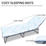 Gehannah Thick Camping Sleeping Pad, Soft Comfortable Microfiber Camping Cot Pads for Adults, Lightweight Foldable Sleeping mats for Traveling Hiking Backpacking Traveling (Light Blue)