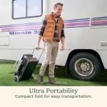 Cuisinart Prep ‘N Go Folding Gas Grill, Portable Stand-Up Propane Grill with Compact Fold and Storage Tote, Wheels and Side Table, 18,000 BTUs for Camping, Tailgating, Outdoor Cooking