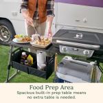 Cuisinart Prep ‘N Go Folding Gas Grill, Portable Stand-Up Propane Grill with Compact Fold and Storage Tote, Wheels and Side Table, 18,000 BTUs for Camping, Tailgating, Outdoor Cooking