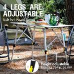 PORTAL Camping Table Portable Foldable with Adjustable Legs, Aluminum Folding Table Roll Up Table with Carrying Bag for Outdoor, Beach, Picnic, Backyards, BBQ and Party, Silver, Big