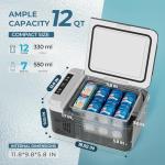 EUHOMY 12 Volt Refrigerator, 12 Quart (10L) Compressor Electric Cooler APP Control, Car Fridge 12/24V DC & 120-240V AC, Car Refrigerator -4℉~68℉, Portable Freezer for RV, Travel, Camping