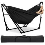 OVASTLKUY 2 in 1 Hammock with Stand, Outdoor Hammock Swing Chair with Portable Heavy Duty Stand, Multi-Functional Hammock Stand 480 lbs Weight Capacit-Black