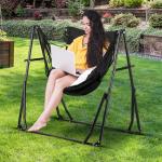 OVASTLKUY 2 in 1 Hammock with Stand, Outdoor Hammock Swing Chair with Portable Heavy Duty Stand, Multi-Functional Hammock Stand 480 lbs Weight Capacit-Black