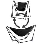 OVASTLKUY 2 in 1 Hammock with Stand, Outdoor Hammock Swing Chair with Portable Heavy Duty Stand, Multi-Functional Hammock Stand 480 lbs Weight Capacit-Black
