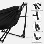 OVASTLKUY 2 in 1 Hammock with Stand, Outdoor Hammock Swing Chair with Portable Heavy Duty Stand, Multi-Functional Hammock Stand 480 lbs Weight Capacit-Black