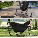 OVASTLKUY 2 in 1 Hammock with Stand, Outdoor Hammock Swing Chair with Portable Heavy Duty Stand, Multi-Functional Hammock Stand 480 lbs Weight Capacit-Black