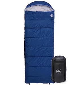 Tough Outdoors Extra Large Sleeping Bag - Adult Sleeping Bag Camping & Backpacking - 3-Season Fall, Spring, Summer Sleeping Bag - Lightweight Waterproof Compact Sleeping Bag w/Compression Sack