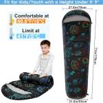 FIOBEE Kids Sleeping Bag for Girls Boys 3 Season Warm & Cool Weather 41-60.8℉ Camping Sleeping Bags with Backpacking Bag for Traveling Hiking Indoor Outdoor Camping Essentials Gear, Black Space