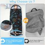 FIOBEE Kids Sleeping Bag for Girls Boys 3 Season Warm & Cool Weather 41-60.8℉ Camping Sleeping Bags with Backpacking Bag for Traveling Hiking Indoor Outdoor Camping Essentials Gear, Black Space