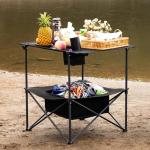 OuterSpa Folding Camping Table, Portable Outdoor Picnic Table, Rectangular Lightweight Camp Table with Storage, Cup Holder and Carry Bag for Barbeque Beach Camping and Tailgate