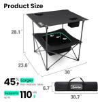 OuterSpa Folding Camping Table, Portable Outdoor Picnic Table, Rectangular Lightweight Camp Table with Storage, Cup Holder and Carry Bag for Barbeque Beach Camping and Tailgate
