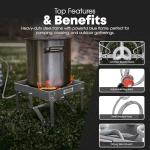 GasOne Stainless Steel Outdoor Propane Burner – High Pressure Camp Stove with Adjustable Regulator & Steel-Braided Hose