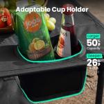 OuterSpa Folding Camping Table, Portable Outdoor Picnic Table, Rectangular Lightweight Camp Table with Storage, Cup Holder and Carry Bag for Barbeque Beach Camping and Tailgate