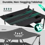 OuterSpa Folding Camping Table, Portable Outdoor Picnic Table, Rectangular Lightweight Camp Table with Storage, Cup Holder and Carry Bag for Barbeque Beach Camping and Tailgate