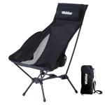 Wildhiker Portable Compact Folding Camping Chairs – Lightweight High Back with Pillow, Deep Recline, ArmPads, Side Pockets-for Motorcycle, RV, Backpacking, Travel, Festival – Black