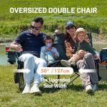 TIMBER RIDGE Oversized Double Camping Chairs Camping Couch, 2 Person Camping Loveseat Double Folding Camp Chair with Wine Glass Holder, Portable Chair for Outdoor, Lawn Chairs, Indoor, Supports 600LBS