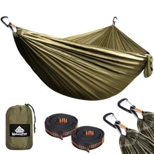 NATUREFUN Ultra-Light Travel Camping Hammock | 300kg Load Capacity,(300x200cm) Breathable,Quick-Drying Parachute Nylon | 2 x Premium Carabiners,2 x Nylon Slings Included | for Outdoor Indoor Garden