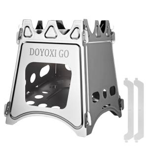 Portable Camping Wood Stove - DOYOXIGO Folding Wood Burning Stove Stainless Steel Camp Stove, Lightweight Backpacking Stove for Outdoor Hiking Camping Traveling Picnic BBQ