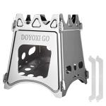 Portable Camping Wood Stove - DOYOXIGO Folding Wood Burning Stove Stainless Steel Camp Stove, Lightweight Backpacking Stove for Outdoor Hiking Camping Traveling Picnic BBQ