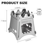Portable Camping Wood Stove - DOYOXIGO Folding Wood Burning Stove Stainless Steel Camp Stove, Lightweight Backpacking Stove for Outdoor Hiking Camping Traveling Picnic BBQ