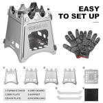 Portable Camping Wood Stove - DOYOXIGO Folding Wood Burning Stove Stainless Steel Camp Stove, Lightweight Backpacking Stove for Outdoor Hiking Camping Traveling Picnic BBQ