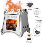 Portable Camping Wood Stove - DOYOXIGO Folding Wood Burning Stove Stainless Steel Camp Stove, Lightweight Backpacking Stove for Outdoor Hiking Camping Traveling Picnic BBQ
