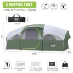 CAMPROS CP Tent 8 Person Camping Tents, Weather Resistant Family Tent, 5 Large Mesh Windows, Double Layer, Divided Curtain for Separated Room, Portable with Carry Bag