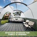 CAMPROS CP Tent 8 Person Camping Tents, Weather Resistant Family Tent, 5 Large Mesh Windows, Double Layer, Divided Curtain for Separated Room, Portable with Carry Bag