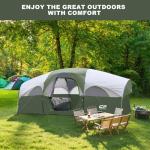 CAMPROS CP Tent 8 Person Camping Tents, Weather Resistant Family Tent, 5 Large Mesh Windows, Double Layer, Divided Curtain for Separated Room, Portable with Carry Bag