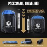 VENTURE 4TH 3-Season XXL Backpacking Sleeping Bag, Camping Sleeping Bags for Adults & Kids - Lightweight, Comfortable, Water Resistant, Ideal for Hiking, Camping & Outdoor – Blue/Black