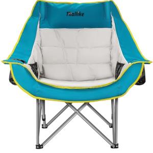 Oversized Camping Chair for Adults – Heavy Duty Folding Chair with Cup Holders, Storage Pocket & Carry Bag – Outdoor Padded Camp Chair for Camping, Backyard, Fishing & Sports – Supports 400lbs