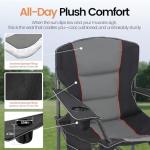 WEIDIORME 2 Pack Heavy Duty Oversized Camping Chair for Adults 400lbs w/Lumbar Support - Folding Chairs with Side Pocket, Cup Holder & Cooler Bag for Beach, Fishing, Lawn, Backyard Black