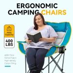 Oversized Camping Chair for Adults – Heavy Duty Folding Chair with Cup Holders, Storage Pocket & Carry Bag – Outdoor Padded Camp Chair for Camping, Backyard, Fishing & Sports – Supports 400lbs