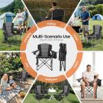 WEIDIORME 2 Pack Heavy Duty Oversized Camping Chair for Adults 400lbs w/Lumbar Support - Folding Chairs with Side Pocket, Cup Holder & Cooler Bag for Beach, Fishing, Lawn, Backyard Black