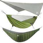 Crosship Camping Hammock with Mosquito Net, Underquilt & Rain Fly Tarp – 2 Person Portable Hammock Set for Hiking, Backpacking, Travel, Backyard, Beach – Holds Up to 500lbs (Green)