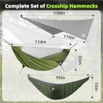 Crosship Camping Hammock with Mosquito Net, Underquilt & Rain Fly Tarp – 2 Person Portable Hammock Set for Hiking, Backpacking, Travel, Backyard, Beach – Holds Up to 500lbs (Green)