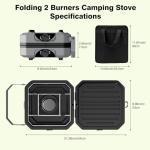 Camping Stove Portable Propane Camp Stove with Independently Adjustable Heat & 2 Burners, Foldable Gas Stove with Carry Bag for Outdoor Cooking,Tailgating & Backyard Gathering（Gray）